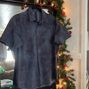 lululemon athletica Dark Blue and Black Casual Button Down Shirt